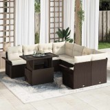 Cumpara ieftin Set de canapele pentru grădină cu pernă 9 pcs Maro Rattan poli
