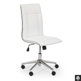 Scaun birou HM Porto, piele ecologica, baza cromata, inaltime ajustabila, rotativ, 90 kg, alb