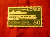 Serie 1 valoare Norvegia 1969 - 100 Ani primul Ghid Transporturi, Nestampilat