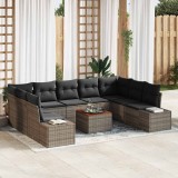 Cumpara ieftin Set de canapele pentru grădină cu pernă 10 pcs Gri Rattan poli