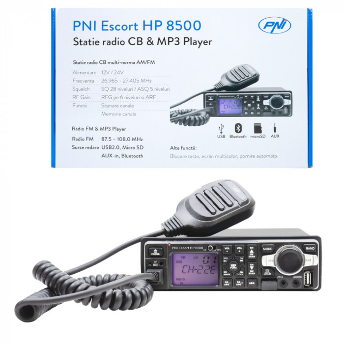 Statie radio CB si MP3 player PNI Escort HP 8500 ASQ include casti cu microfon