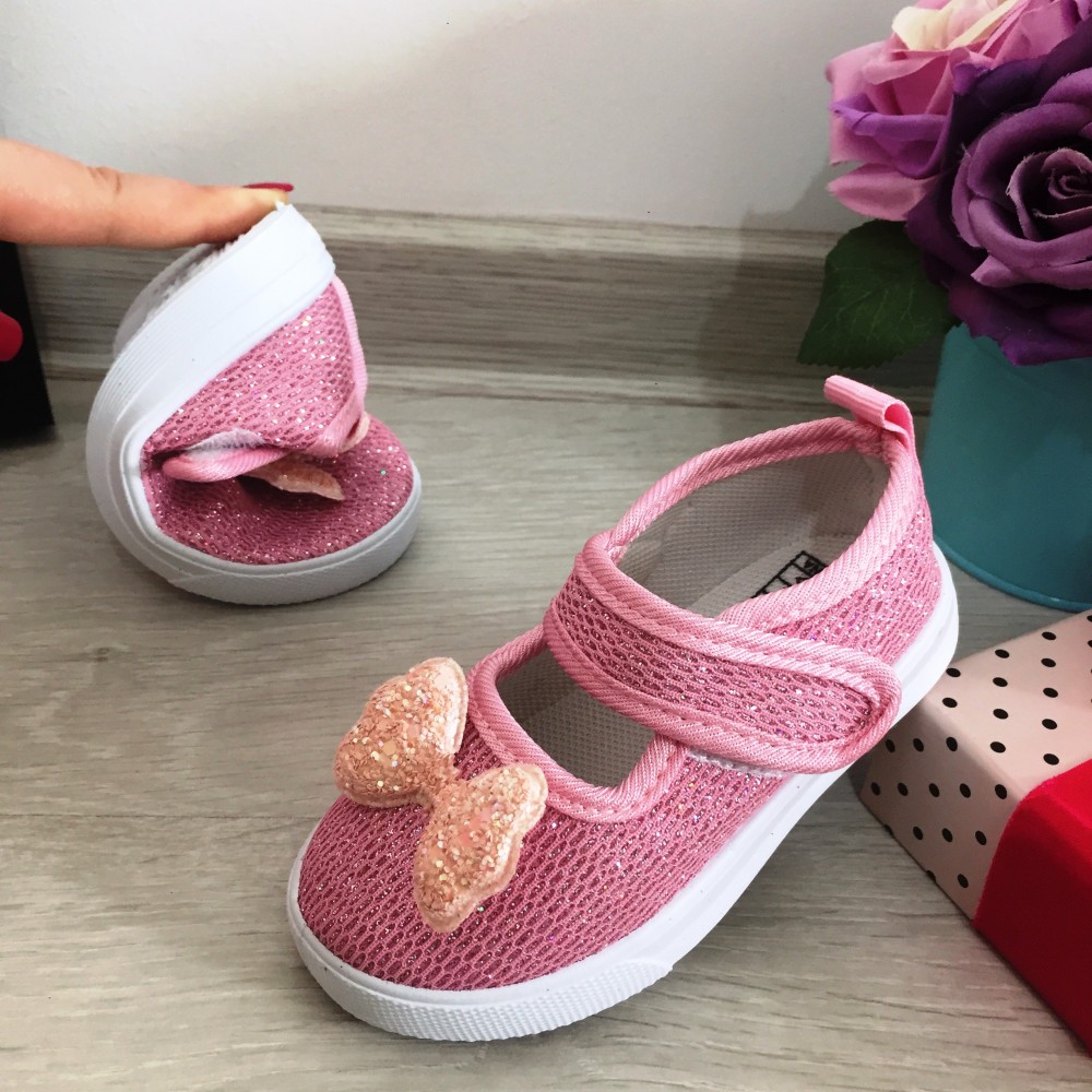 Sandale Roz Moi Cu Fundita Si Sclipici Pt Fetite Bebe 23 24 Fete Okazii Ro