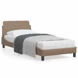 VidaXL Cadru de pat cu tăblie, cappuccino, 80x200 cm, piele ecologică