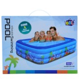 Piscina Gonflabila Copii/Adulti 210x135x56cm, PVC, 3 Straturi, Albastru/Alb