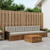 vidaXL Set de canapele de exterior 5 pcs Natural și gri deschis 3382984