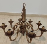 Spectaculos candelabru din bronz masiv cu 8 brate