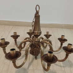 Spectaculos candelabru din bronz masiv cu 8 brate