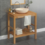 Masuta toaleta, lemn masiv de tec, cu chiuveta de marmura, crem GartenMobel Dekor, vidaXL