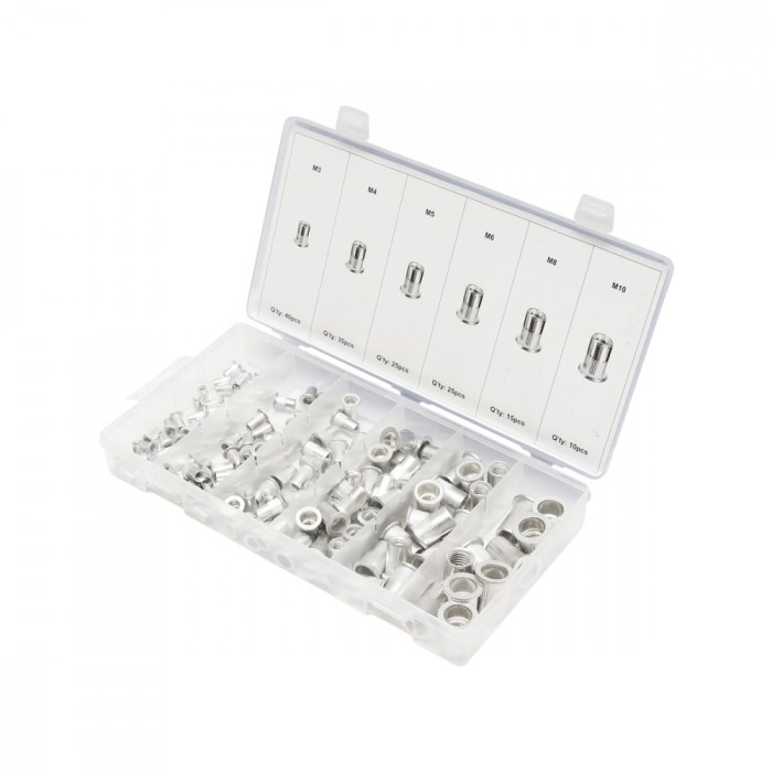 Trusa piulite nituibile cu guler din aluminiu 150 piese