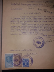 LOT 32 Document 1933 cu timbre fiscale Carol al II lea-efigia in cerc.aviatie foto