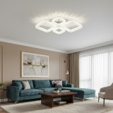 Lustra LED MOND Eleganza cu cristal si telecomanda, 72W, 4 patrate, alba
