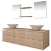 Set de mobilier de baie cu 7 piese si chiuvete incluse, bej