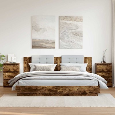 vidaXL Noptiere, 2 buc., stejar fumuriu, 40x35x62,5 cm, lemn prelucrat 815172 foto