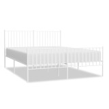 Cumpara ieftin Cadru de pat metalic cu tablie, alb, 160x200 cm
