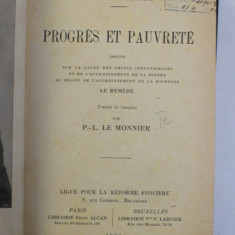 PROGRES ET PAUVRETE par P.- L. LE MONNIER , 1925