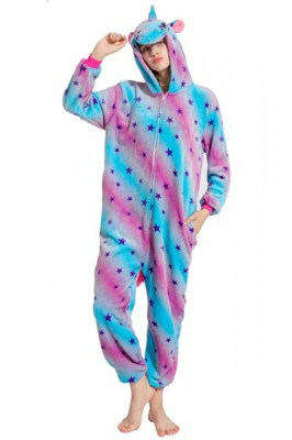 PJM160-45 Pijama pufoasa intreaga cu model unicorn foto