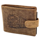 Portofel de Piele pentru Barbati Green Deed: Personalizat Cu Masina Pompieri, Protectie RFID, 12x9,5x3 cm