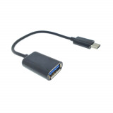 Cumpara ieftin Cablu adaptor OTG USB 2.0 mama la USB tip C tata, lungime 11 cm, negru, Oem