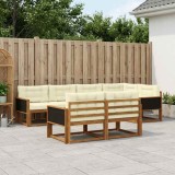 vidaXL Set de canapele de exterior cu pernă 7 pcs Natural și Crem 3382633