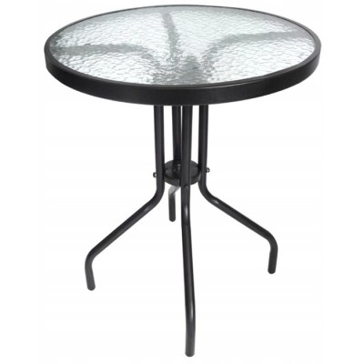 Masa pentru gradina sau balcon, cadru metalic, blat sticla, 60x70cm, negru Household NewTrend foto