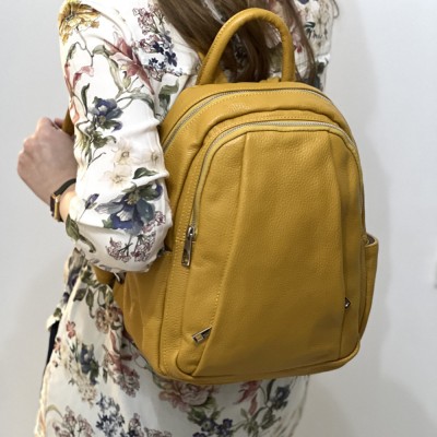 Rucsac tip Ghiozdan Dama din Piele Naturala, Made in Italy, 30x25x10 cm foto