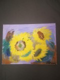 TABLOU PE PANZA CU SASIU NOU 30X40 CM FLOAREA SOARELUI PRET DOAR 20 LEI