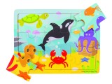 Puzzle Lemn BigJigs Toys Lumea Acvatica 9 Piese, Joc Educativ, 2+ Ani