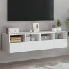 VidaXL Dulap TV de perete, 2 buc, alb, 60x30x30 cm, lemn prelucrat 836855