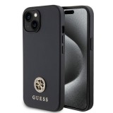 Husa pentru iPhone 15 / iPhone 14 / iPhone 13 - Strass Metal Logo (GUHCP15SPS4DGPK) - Black, Guess