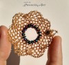 B50. Pandantiv curcubeu cu sarma Gilt crosetata si Hematite, Colectia Lux Unic, RavariuArt