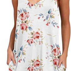 Femei Rochii de Vară Plajă Casual Tricou Plus Size Floral Mânecă Scurtă Loo