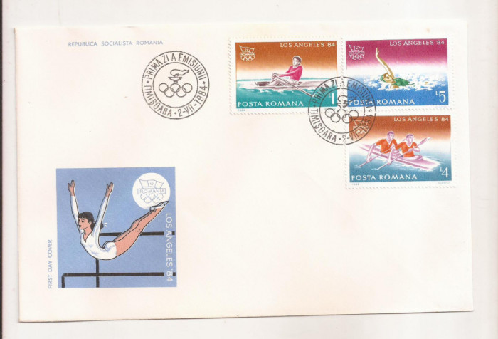 P6 Plic FDC - Prima zi a emisiunii - Olimpiada Los Angeles 1984, format mare