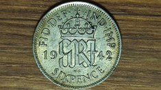 Anglia / Marea Britanie - moneda colectie argint - 6 pence / sixpence 1942 XF+ - George VI