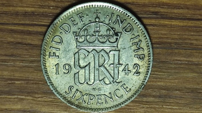 Anglia / Marea Britanie - moneda colectie argint - 6 pence / sixpence 1942 XF+ - George VI