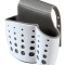 Suport burete si perie vase, plastic, curea agatatoare robinet reglabila, silicon, cu scurgere, alb/gri FMD472
