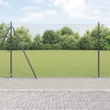 VidaXL Gard din plasă sudată cu 7 St&acirc;lpi Flanșați Gri 1.6x10 m Oțel