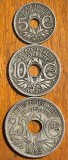 Cumpara ieftin FRANTA LOT MONEDE 5,10 si 25 CENTIMES(1921-1923-1925)CUPRU-NIKEL, PRET PT.TOATE!, Europa