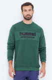 Hummel hanorac de bumbac barbati, culoarea verde, cu imprimeu