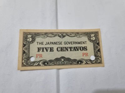 bancnota filipine 5 c 1942 ocup jap foto