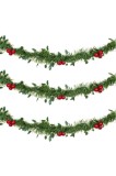 Ghirlandă decorativă de Crăciun, New Line, model cu fructe roșii, 3 m, verde