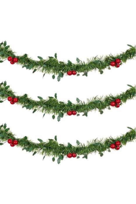Ghirlandă decorativă de Crăciun, New Line, model cu fructe roșii, 3 m, verde