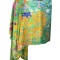 Esarfa tip sal doua fete pictata 11, Dacali, matase, verde/bleu, 180x70cm
