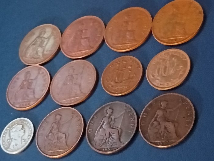 Lot 12 monede diferite (an sau tara: 11 UK + 1 Portugalia), 1896 - 1967 [poze]