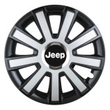 Cumpara ieftin Set 4 capace roti Silver/black cu inel cromat R14 Compatibil Cu Jeep