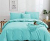 Lenjerie de pat pentru o persoana cu husa elastic pat si fata perna dreptunghiulara, Crystal, bumbac ranforce, gramaj tesatura 120 g/mp, Turquoise