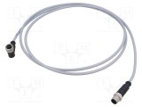 Cablu HARTING 4 pini PVC 2m pentru senzori și automatizări M12 tată-mamă