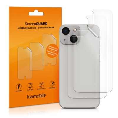 Set 3 Folii de protectie pentru Apple iPhone 13 Mini, kwmobile, Spate, Transparenta, 56417.5 foto