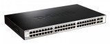 Switch D-Link DGS-1210-52, 48 porturi Gigabit, 4 porturi SFP, Capacity 104Gbps, 16K MAC, 19 Rackmount, WebSmart, 1*fan