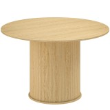 HOMCOM Masă de dining rotundă pentru 5 persoane, &Oslash; 120 x 76 cm, masă de bucătărie cu bază cilindrică canelată, lemn natural | Aosom Romania