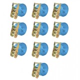 Cumpara ieftin Chingi fixare cu clichet, 10 buc, 2 tone, 6 m x 38 mm, albastru, vidaXL